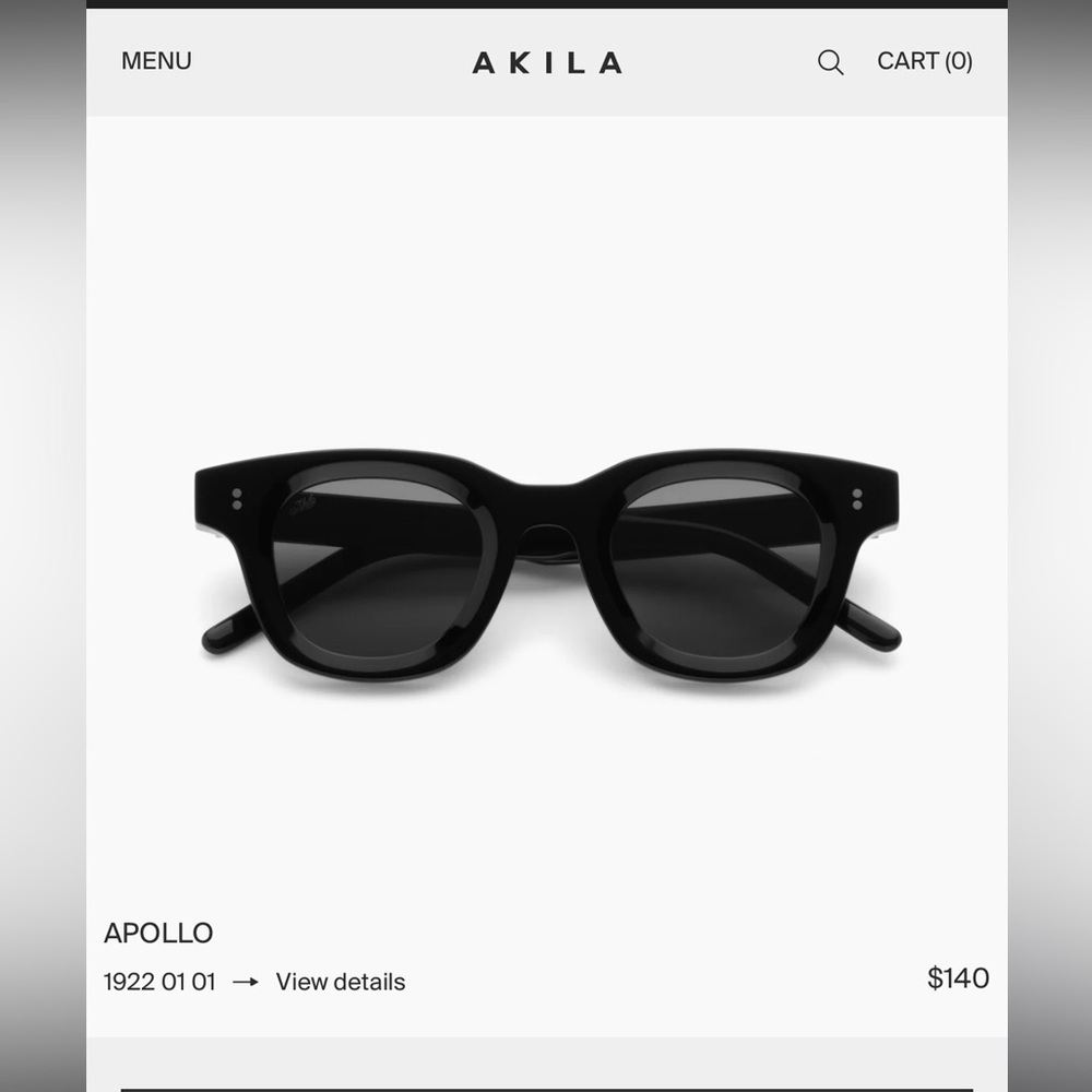 NIB Akila Apollo Black Sunglasses